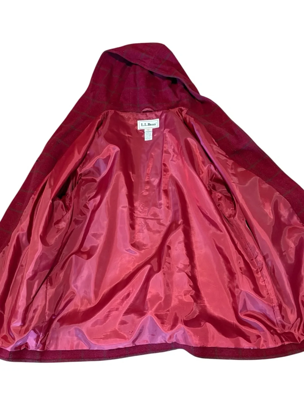 L.L. Bean Vintage Women’s Red Plaid Hooded Wool Blend Jacket